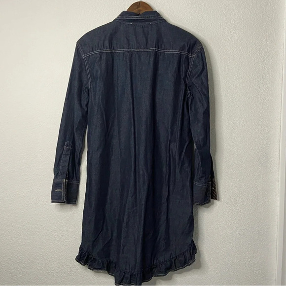 Tommy Hilfiger Denim Shirtdress Ruffle Hem NEW Size 8/10 Casual Chic Americana - Picture 14 of 16